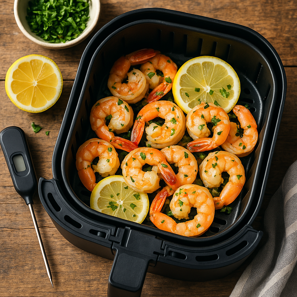 Air Fryer Lemon Garlic Shrimp Scampi