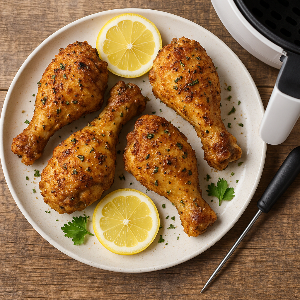 Crispy Lemon Herb Air Fryer Chicken Drumsticks