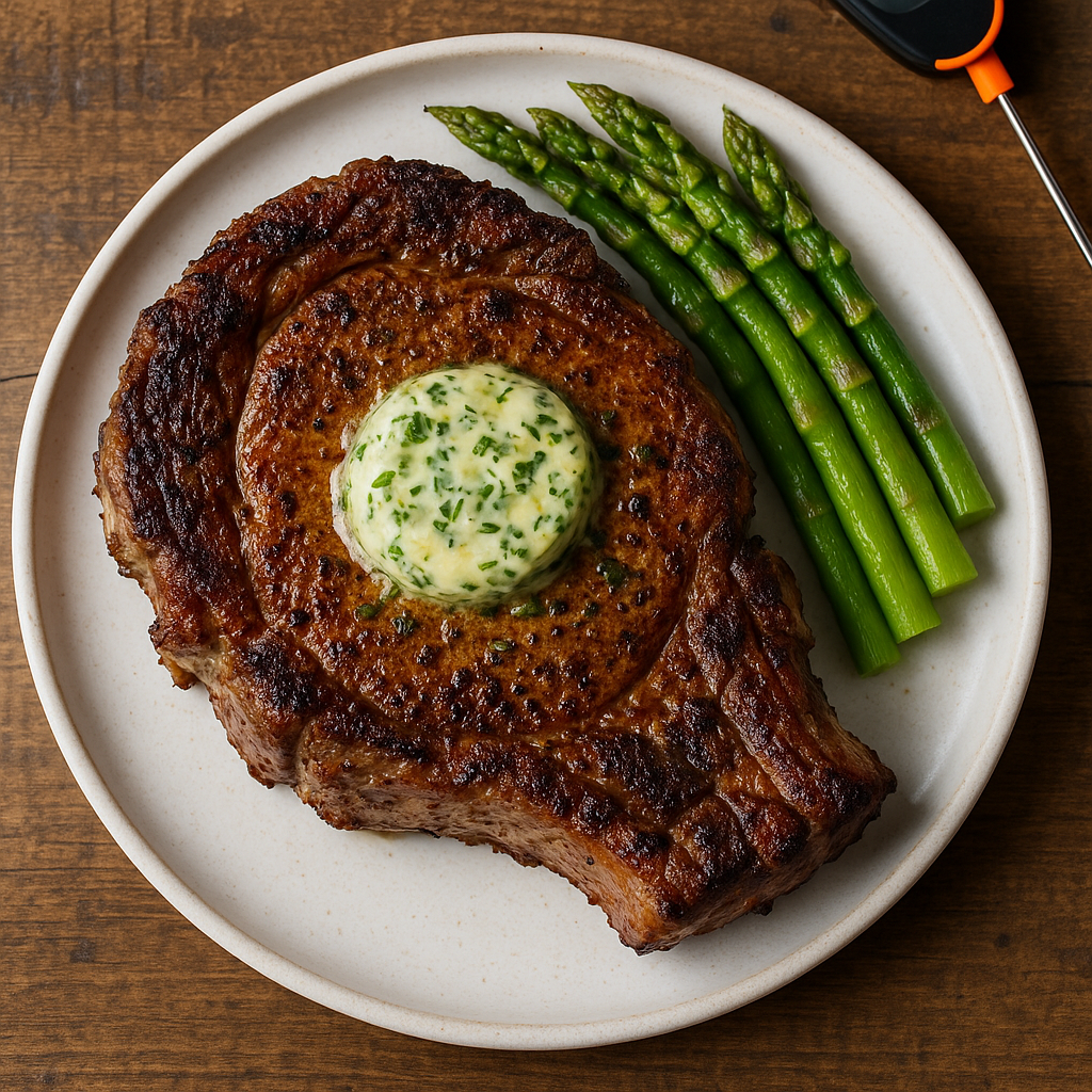 Keto Air Fryer Ribeye with Garlic Herb Butter