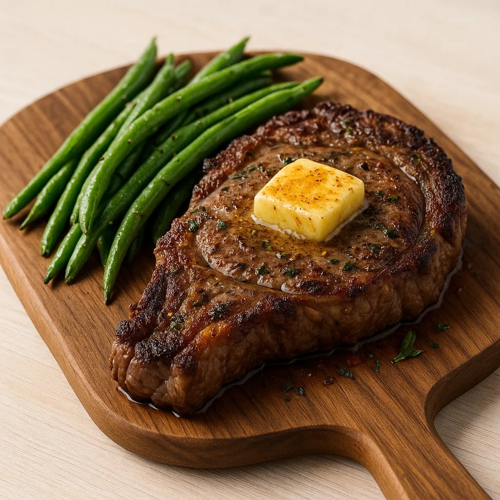 Air Fryer Garlic Herb Ribeye With Browned Butter