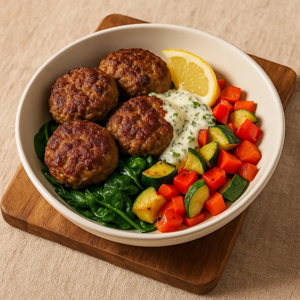 Air Fryer Ground Lamb Breakfast Sausage Bowls
