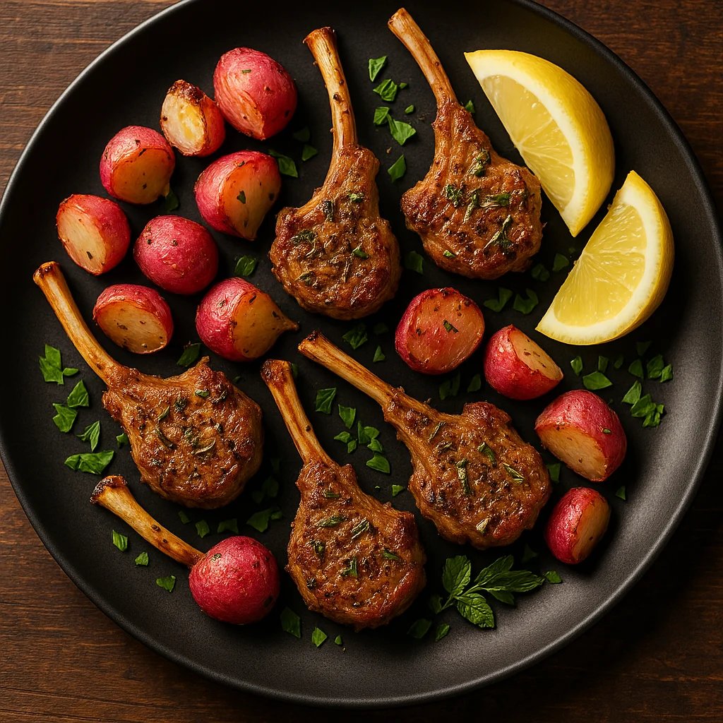 Air Fryer Lamb Chop Lollipops with Rosemary Garlic