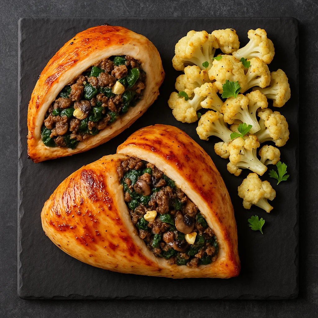 Air Fryer Lamb Stuffed Chicken Breasts with Spinach and Feta