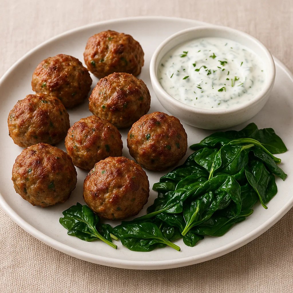 Air Fryer Lamb Zucchini Snack Bites with Herbed Yogurt