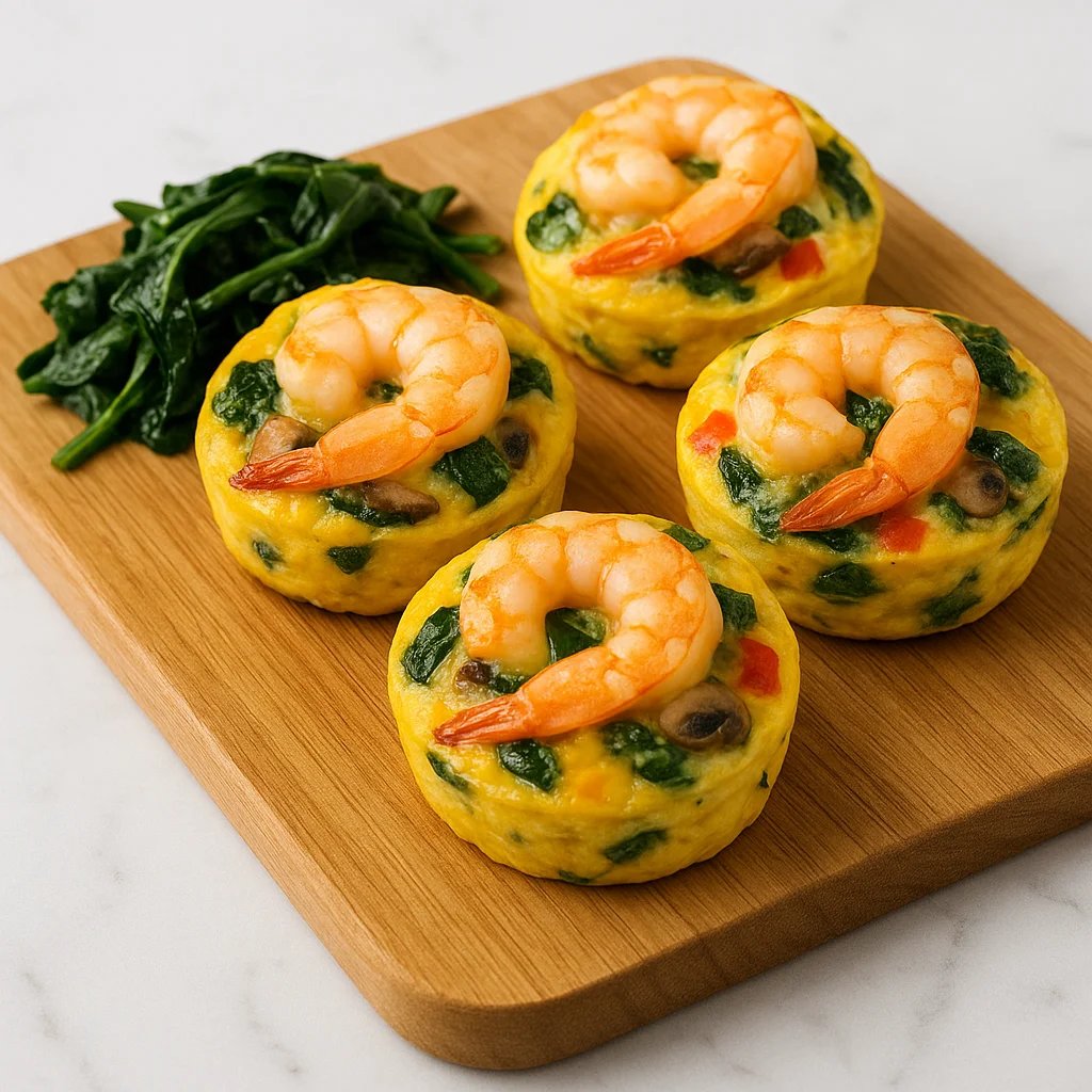 Air Fryer Shrimp and Spinach Breakfast Egg Bites
