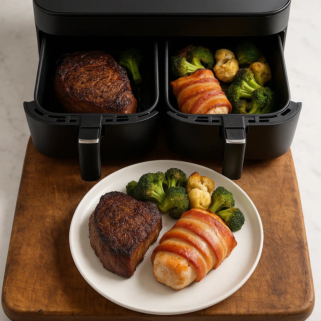 Dual Air Fryer Meal Planning: Cook Two Recipes Simultaneously with an 8 qt air fryer for carnivore cuts