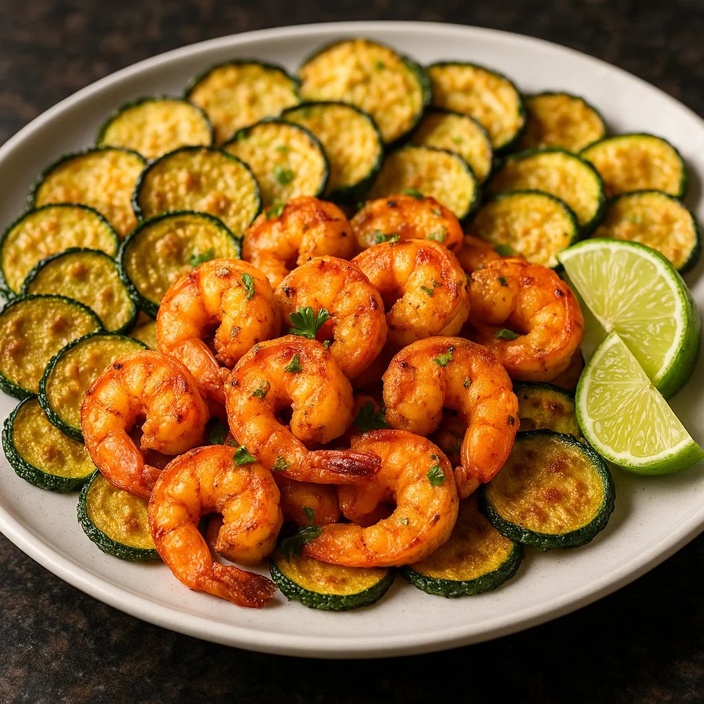 Chili Lime Air Fryer Shrimp Bites with Zucchini Chips
