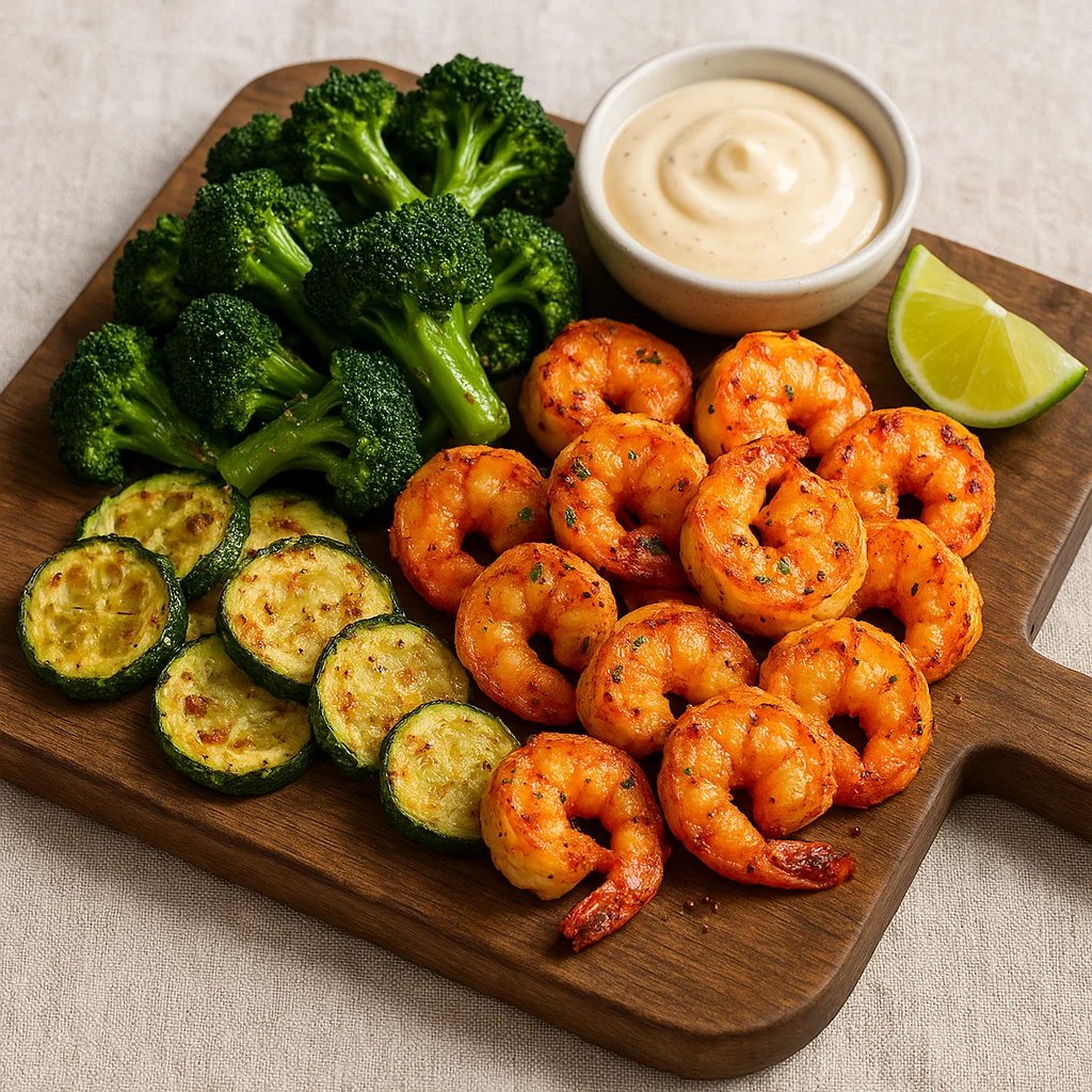 Chili Lime Parmesan Shrimp Poppers with Zucchini Coins