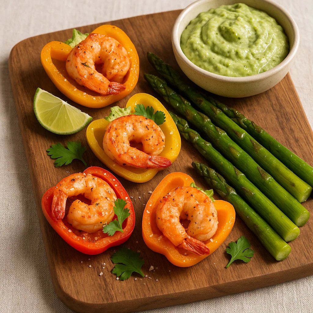 Chili Lime Shrimp Snackers with Bell Pepper Scoops