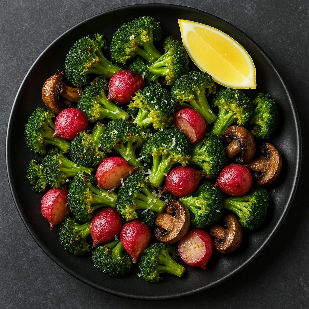 Crispy Air Fryer Radish and Broccoli with Parmesan and Lemon