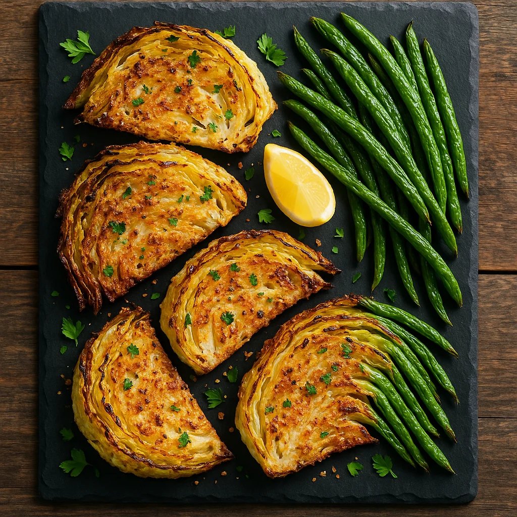 Crispy Garlic Parmesan Cabbage Wedges in the Air Fryer