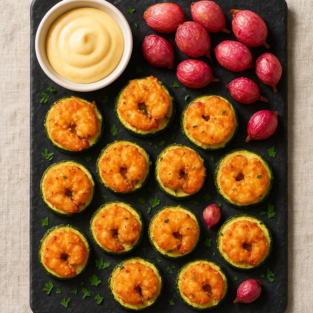 Crispy Garlic Parmesan Shrimp Zucchini Bites