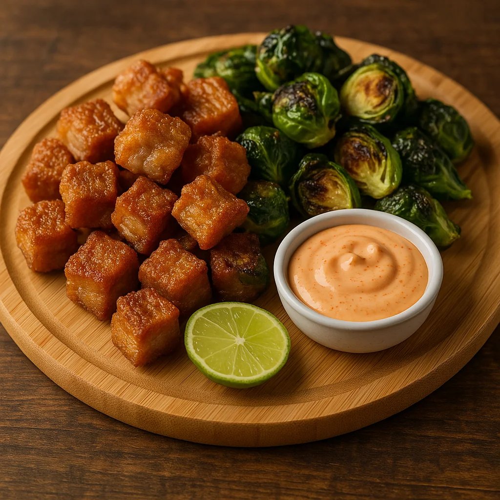 Crispy Keto Air Fryer Pork Belly Bites with Chili Lime Mayo