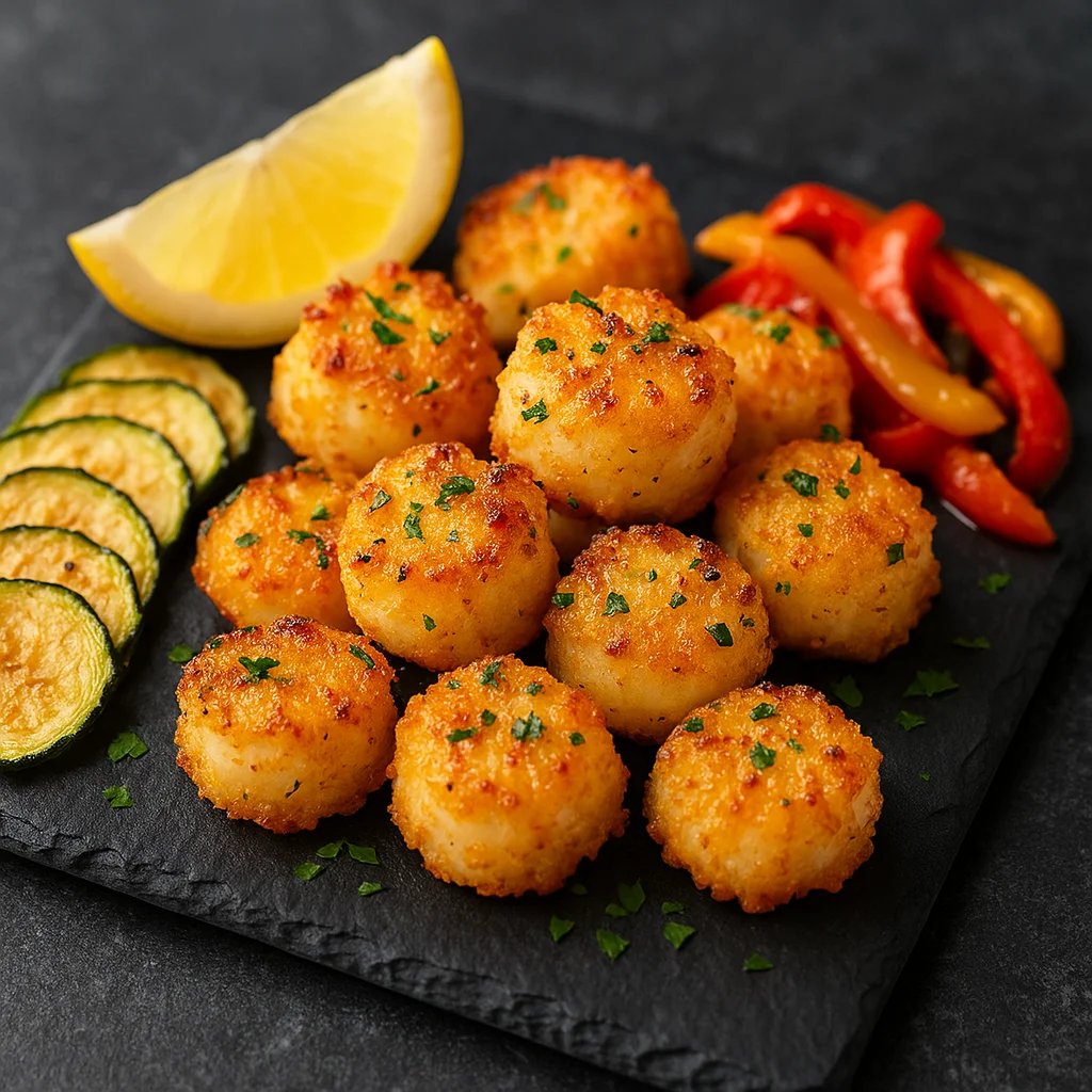 Crispy Lemon Garlic Air Fryer Scallop Bites