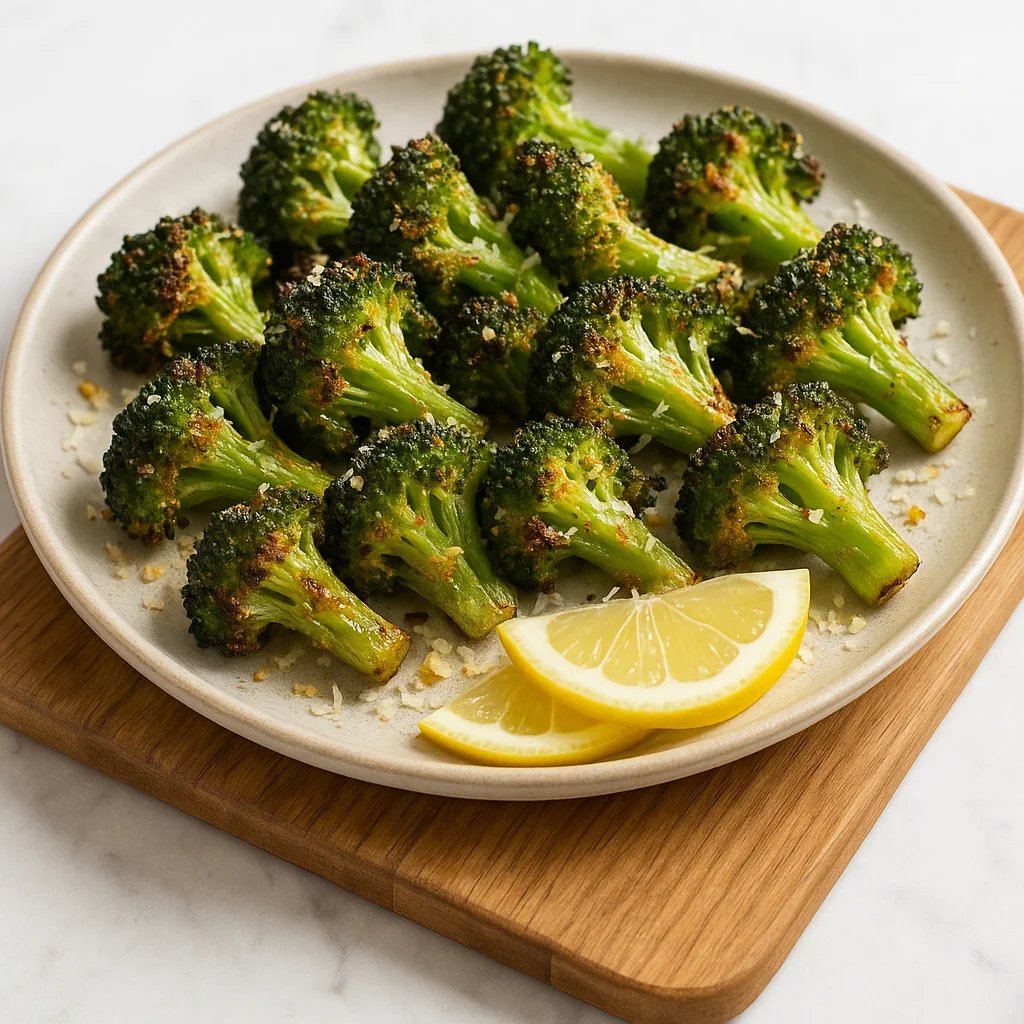 Crispy Lemon Garlic Parmesan Broccoli Air Fryer Side