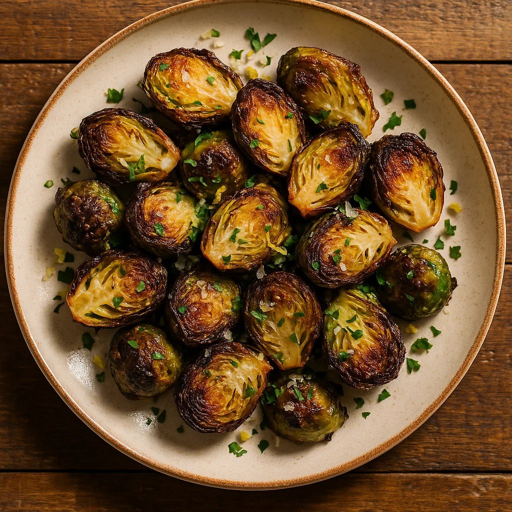 Crispy Lemon Parmesan Brussels Sprouts Air Fryer Side