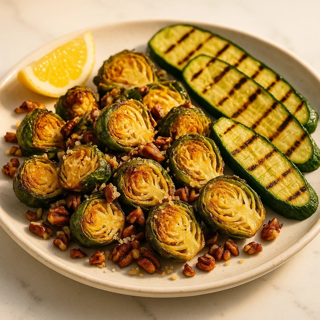 Crispy Parmesan Pecan Brussels Sprouts Air Fryer Side