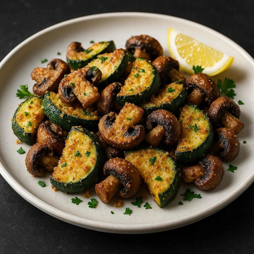 Crispy Parmesan Zucchini and Mushroom Medley