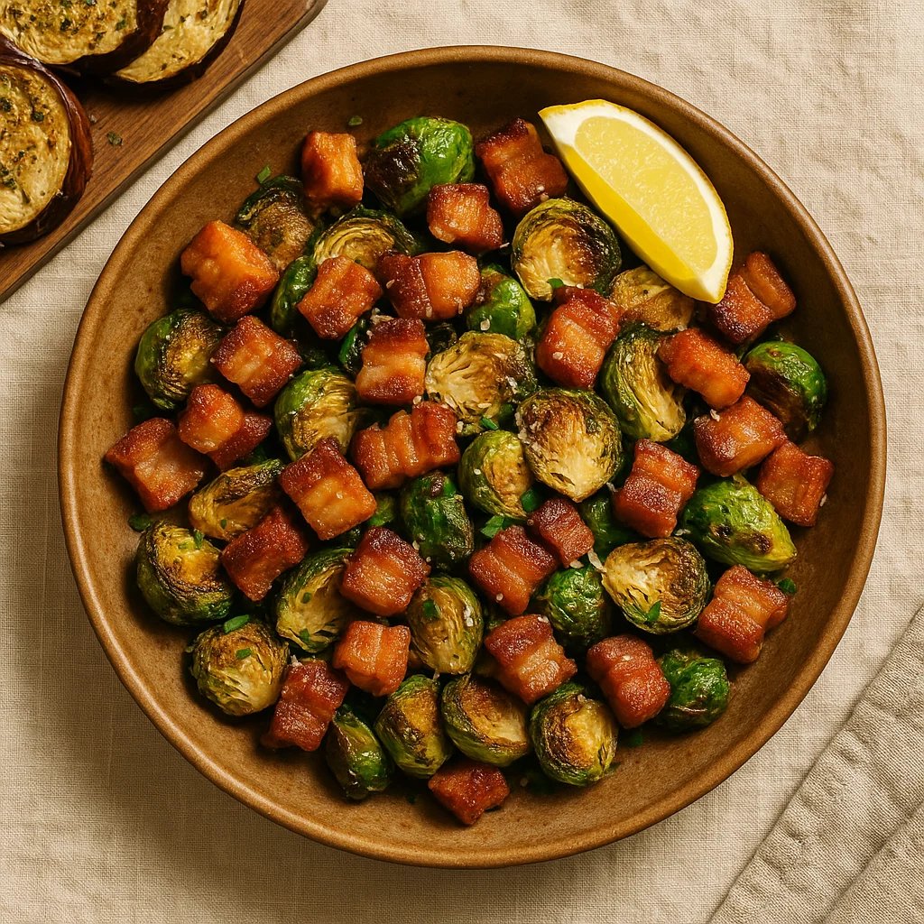 Crispy Pork Belly Brussels Sprouts in the Air Fryer
