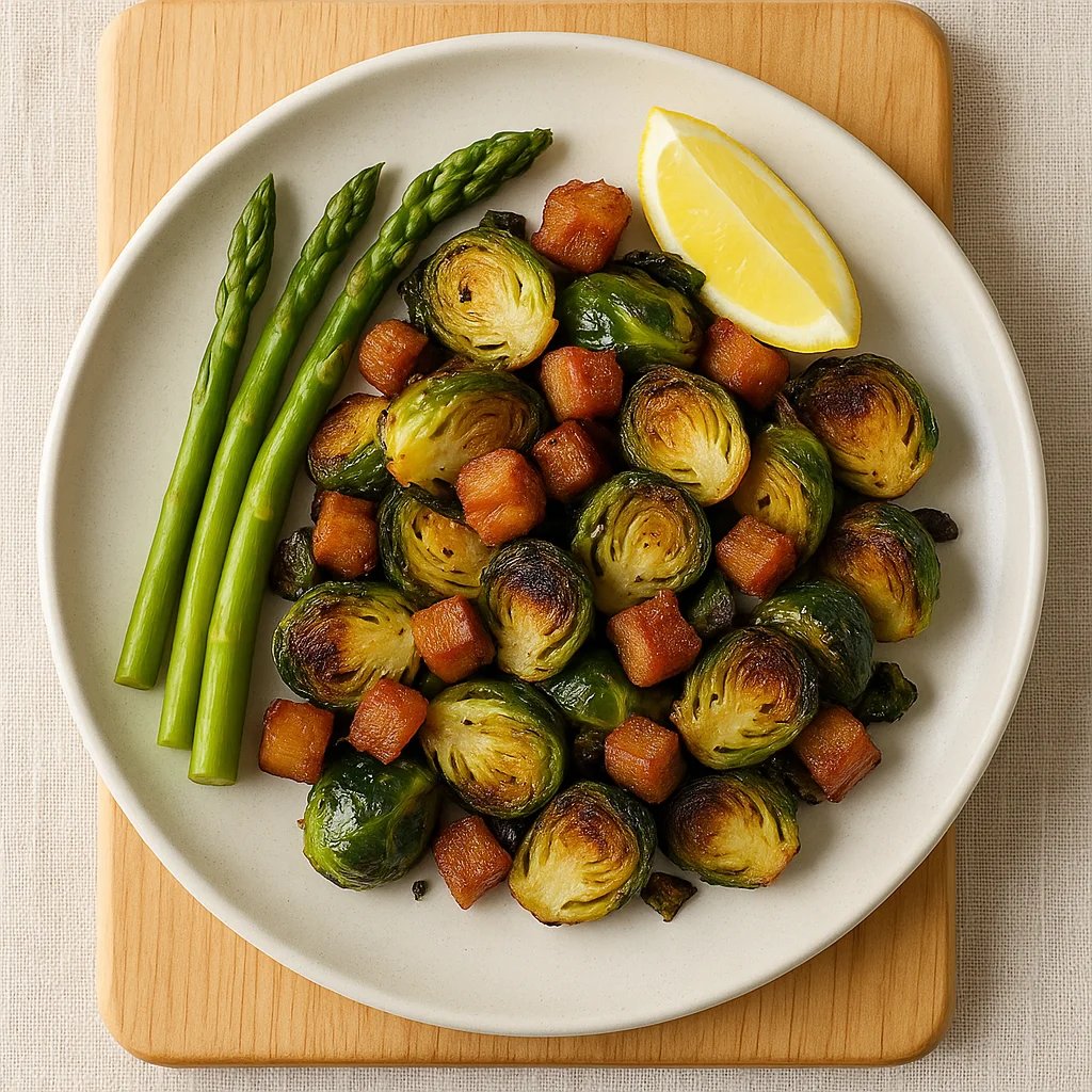 Crispy Pork Belly Brussels Sprouts Side
