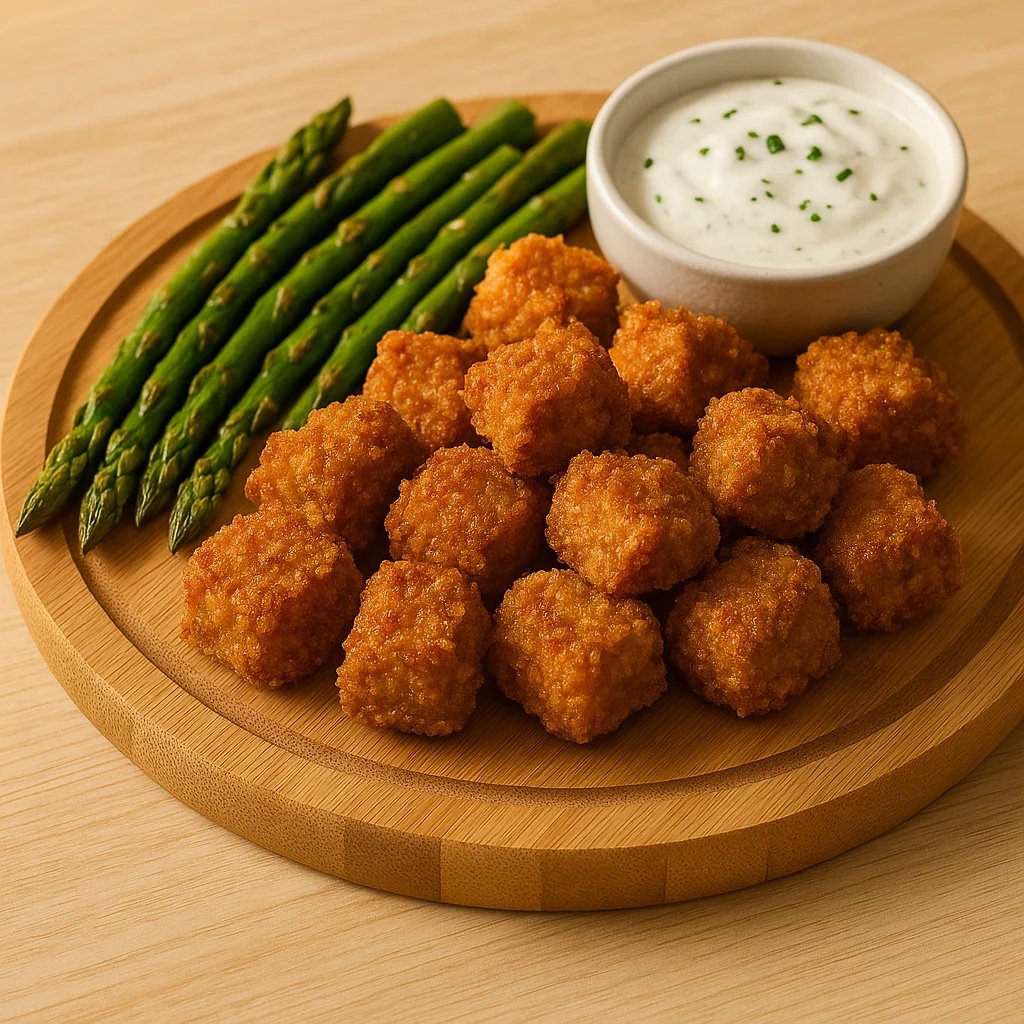 Crispy Pork Tenderloin Snack Bites with Parmesan Ranch Dip