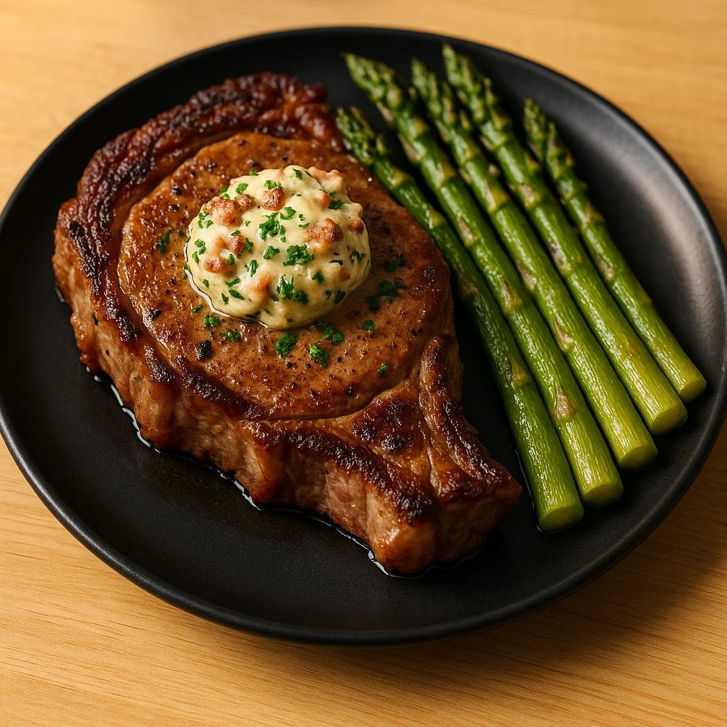 Keto Air Fryer Ribeye with Bacon Herb Butter