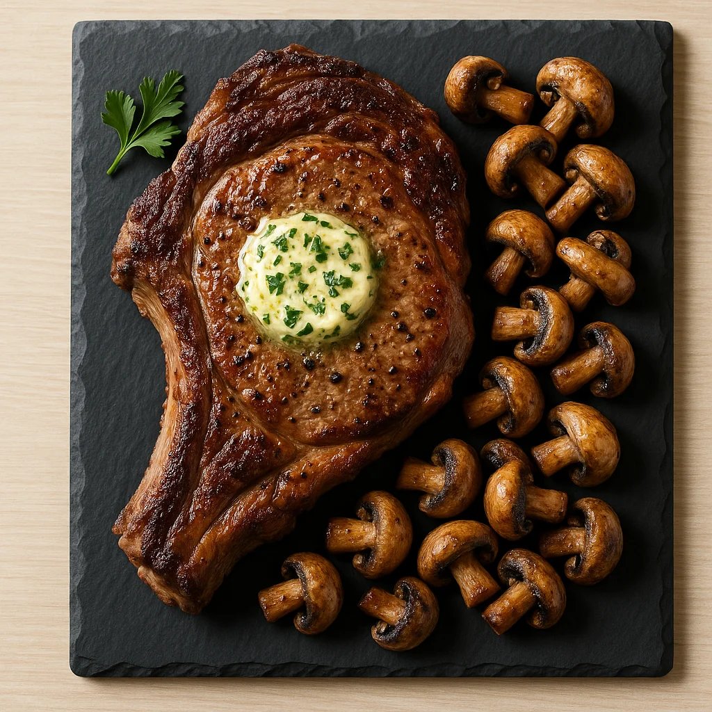 Keto Air Fryer Ribeye with Garlic Herb Butter